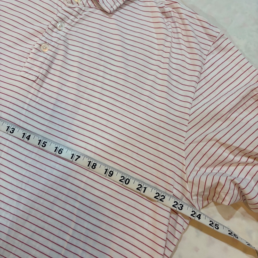 Peter Millar Mens XXL Polo Shirt White Red Striped 100% Pima Cotton Short Sleeve - Picture 8 of 8